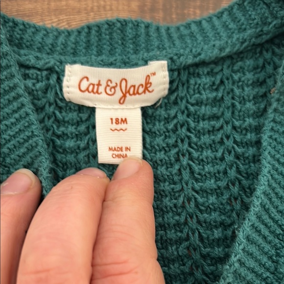 Cat & Jack Green Chunky Knit Cardigan Sweater - Picture 2 of 4